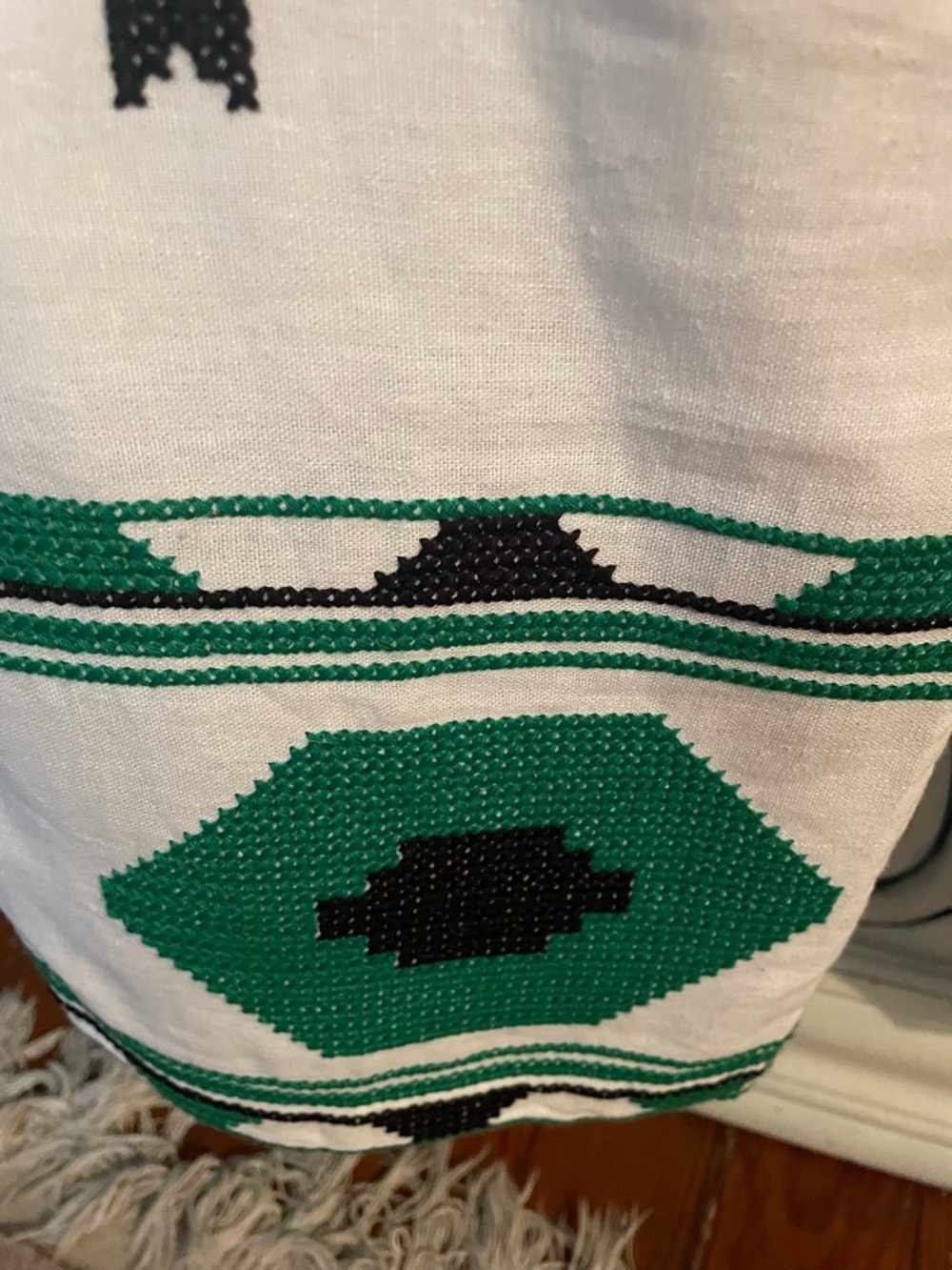 Zara White pant with Green and Black Accent Stitching